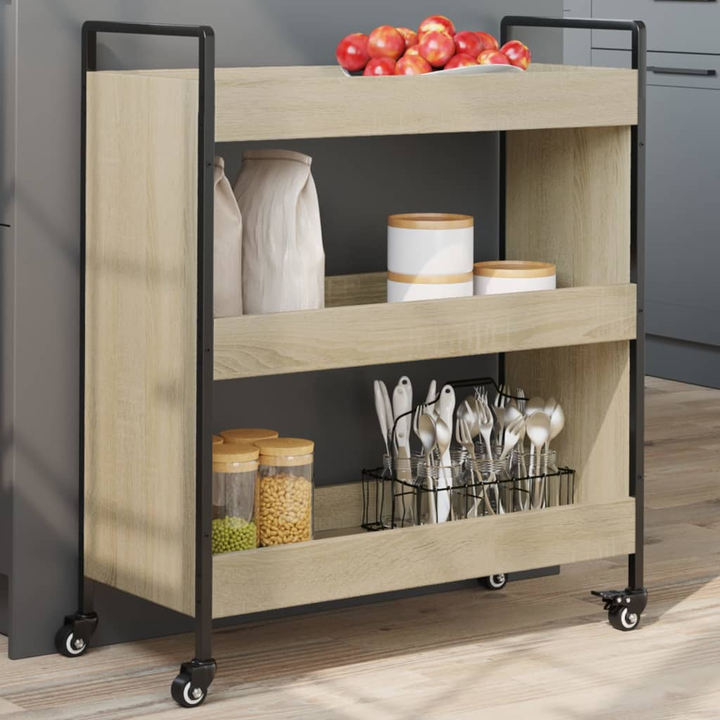 vidaXL Wózek kuchenny, dąb sonoma 70x30x82 cm, materiał drewnopochodny