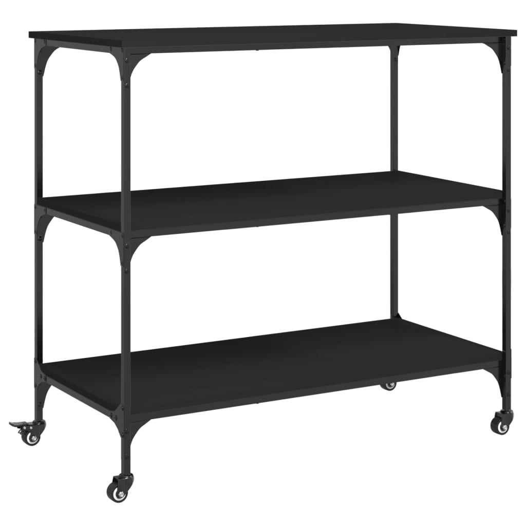 vidaXL Wózek kuchenny, czarny, 102x50x95, materiał drewnopochodny