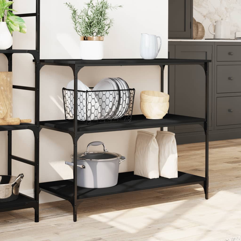 vidaXL Wózek kuchenny, czarny, 102x50x95, materiał drewnopochodny