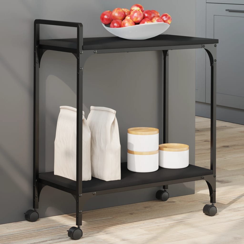 vidaXL Wózek kuchenny, czarny, 60,5x31x72,5cm, materiał drewnopochodny