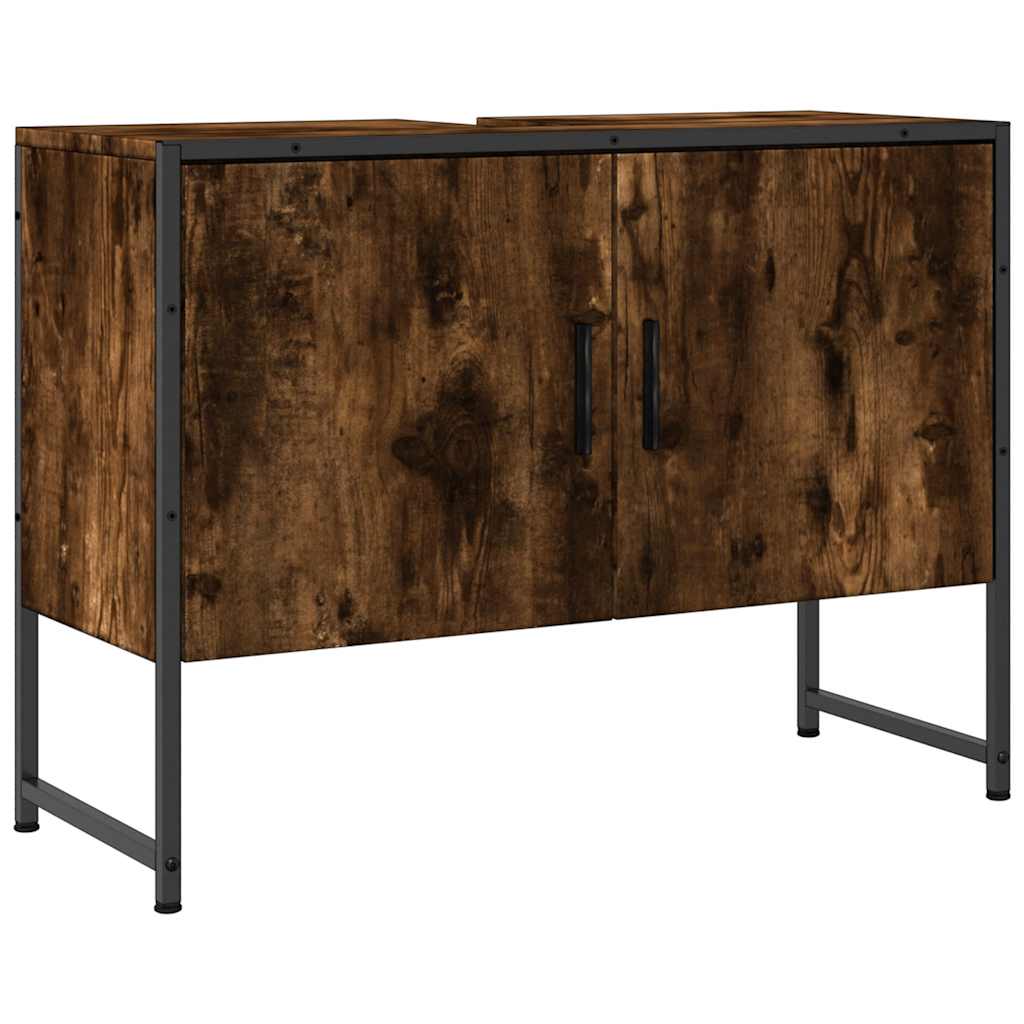 vidaXL Szafka pod umywalkę przydymiony dąb, 80x33x60 cm