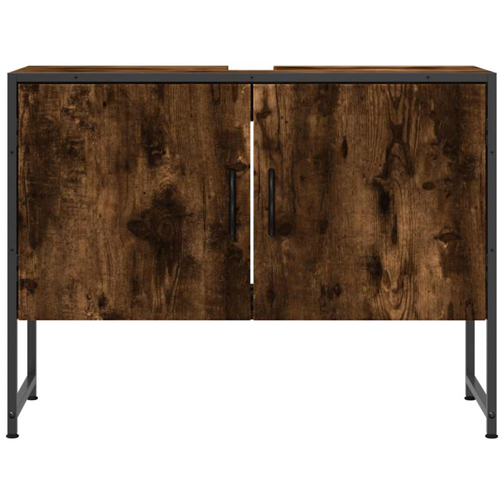 vidaXL Szafka pod umywalkę przydymiony dąb, 80x33x60 cm