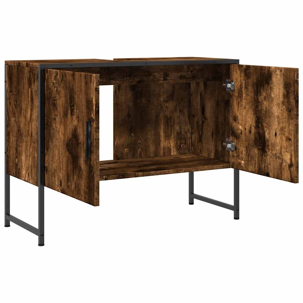 vidaXL Szafka pod umywalkę przydymiony dąb, 80x33x60 cm