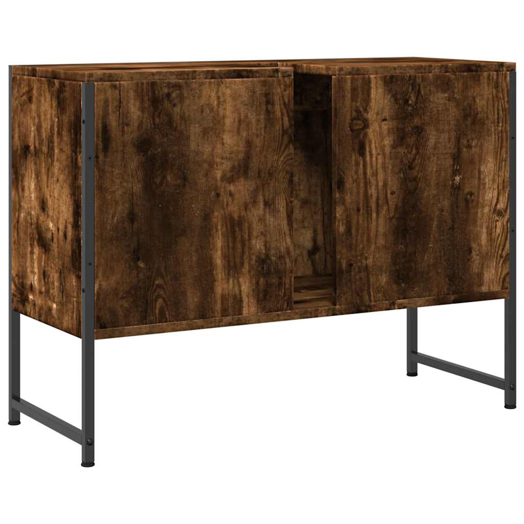 vidaXL Szafka pod umywalkę przydymiony dąb, 80x33x60 cm
