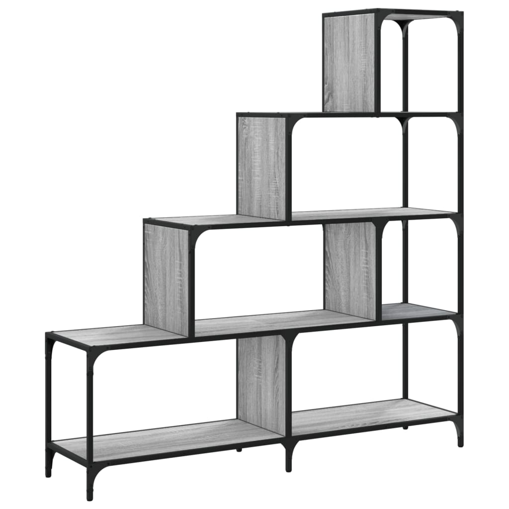 vidaXL 4-poziomowy regał na książki, szary dąb sonoma, 139x33,5x149 cm