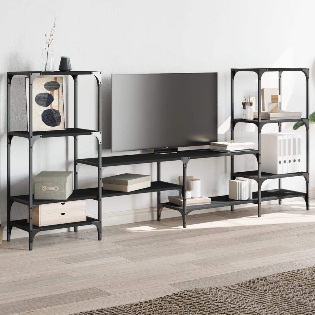 vidaXL Szafka pod TV, czarna, 206,5x28,5x95 cm