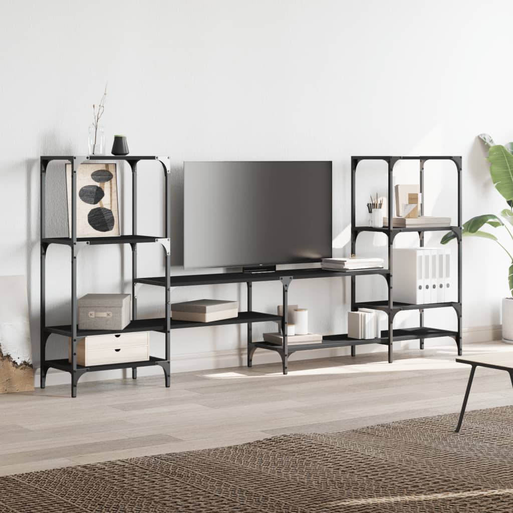 vidaXL Szafka pod TV, czarna, 206,5x28,5x95 cm
