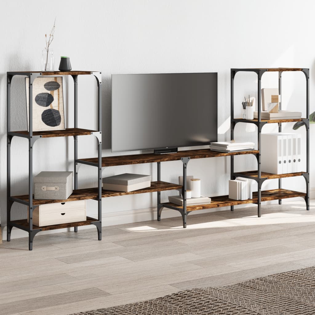 vidaXL Szafka pod TV, przydymiony dąb, 206,5x28,5x95 cm