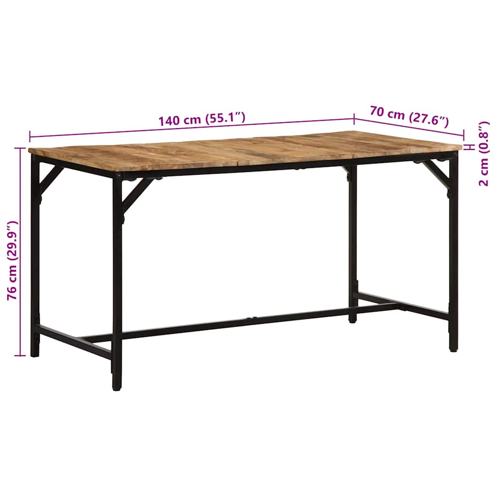 vidaXL Stół jadalny 140x70x75 cm Drewno lite surowe mango