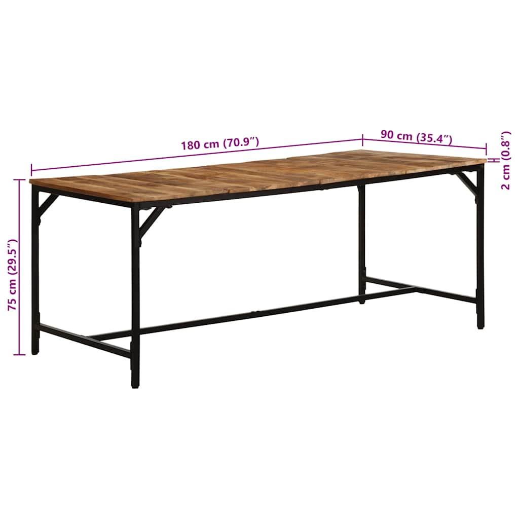 vidaXL Stół jadalny 180x90x75 cm Drewno lite surowe mango