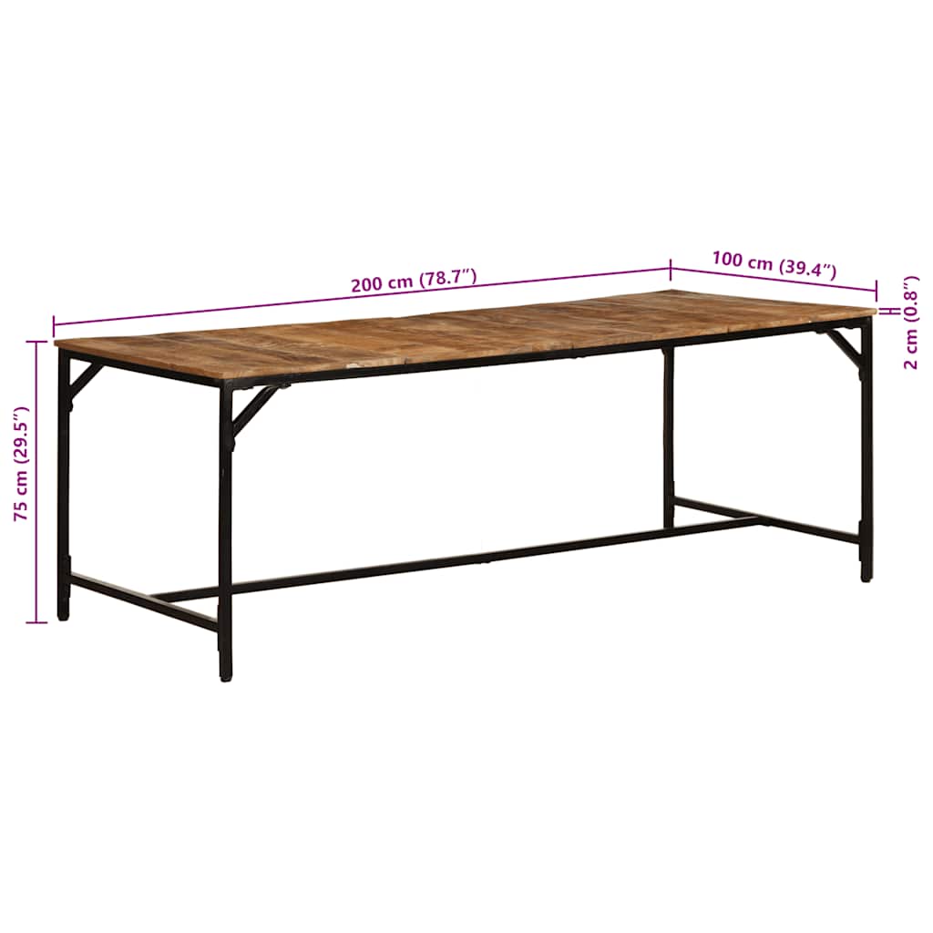 vidaXL Stół jadalny 200x100x75 cm Drewno lite surowe mango