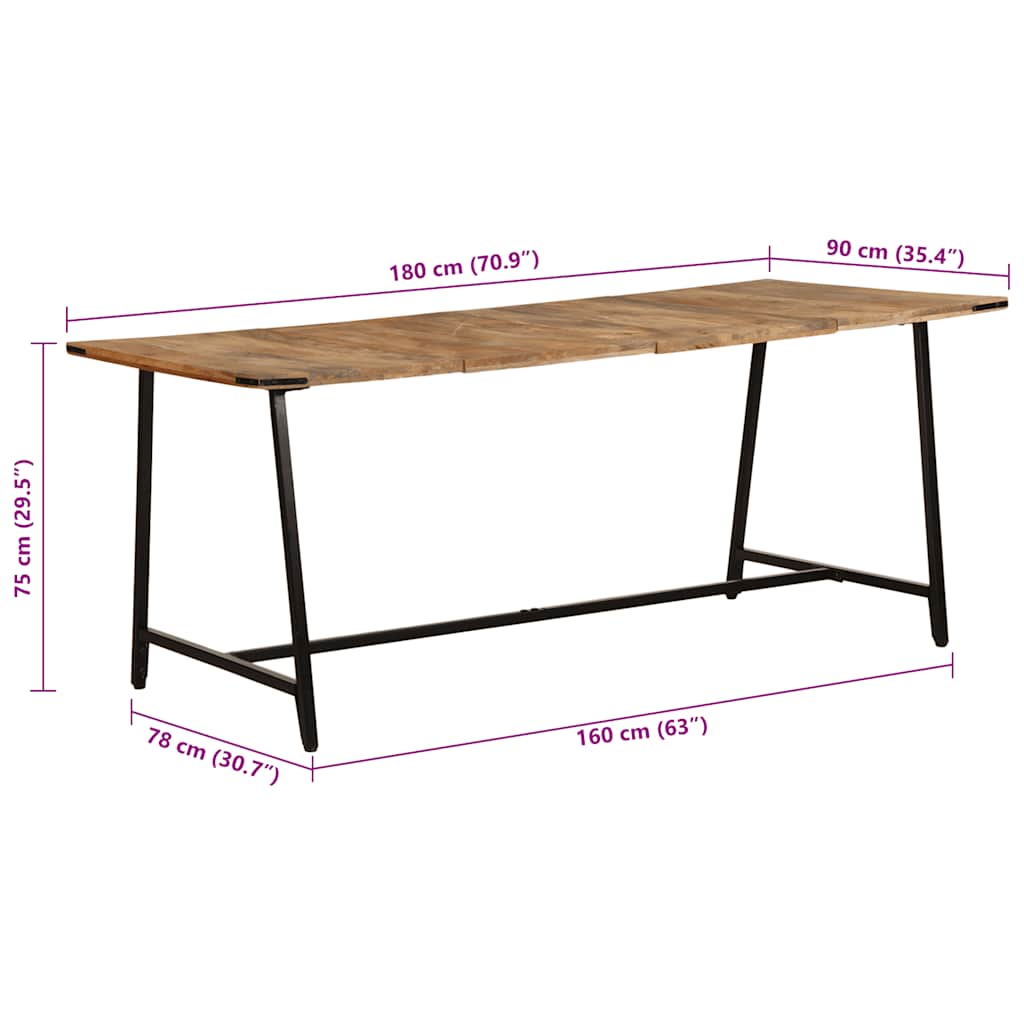 vidaXL Stół, 180x90x75 cm, lite drewno mango