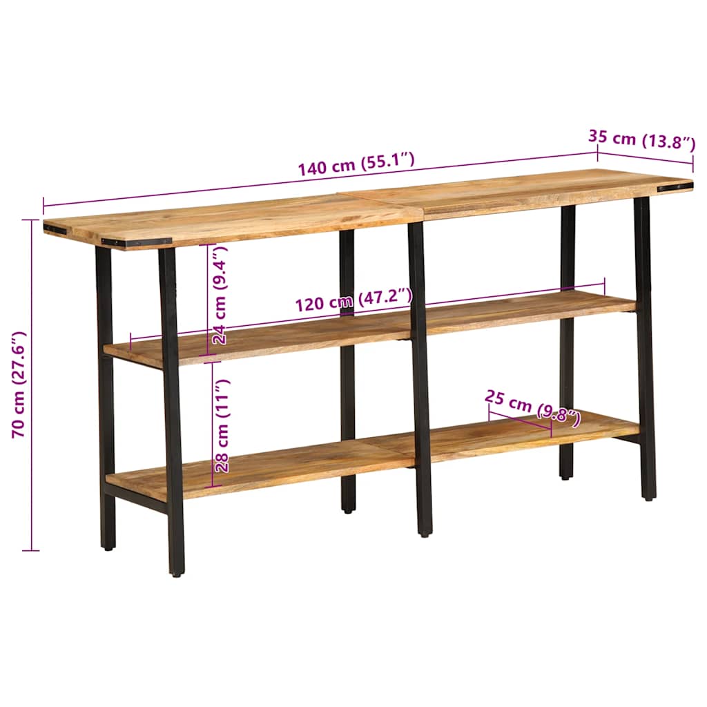 vidaXL Konsola 140x35x70 cm Drewno lite Mango