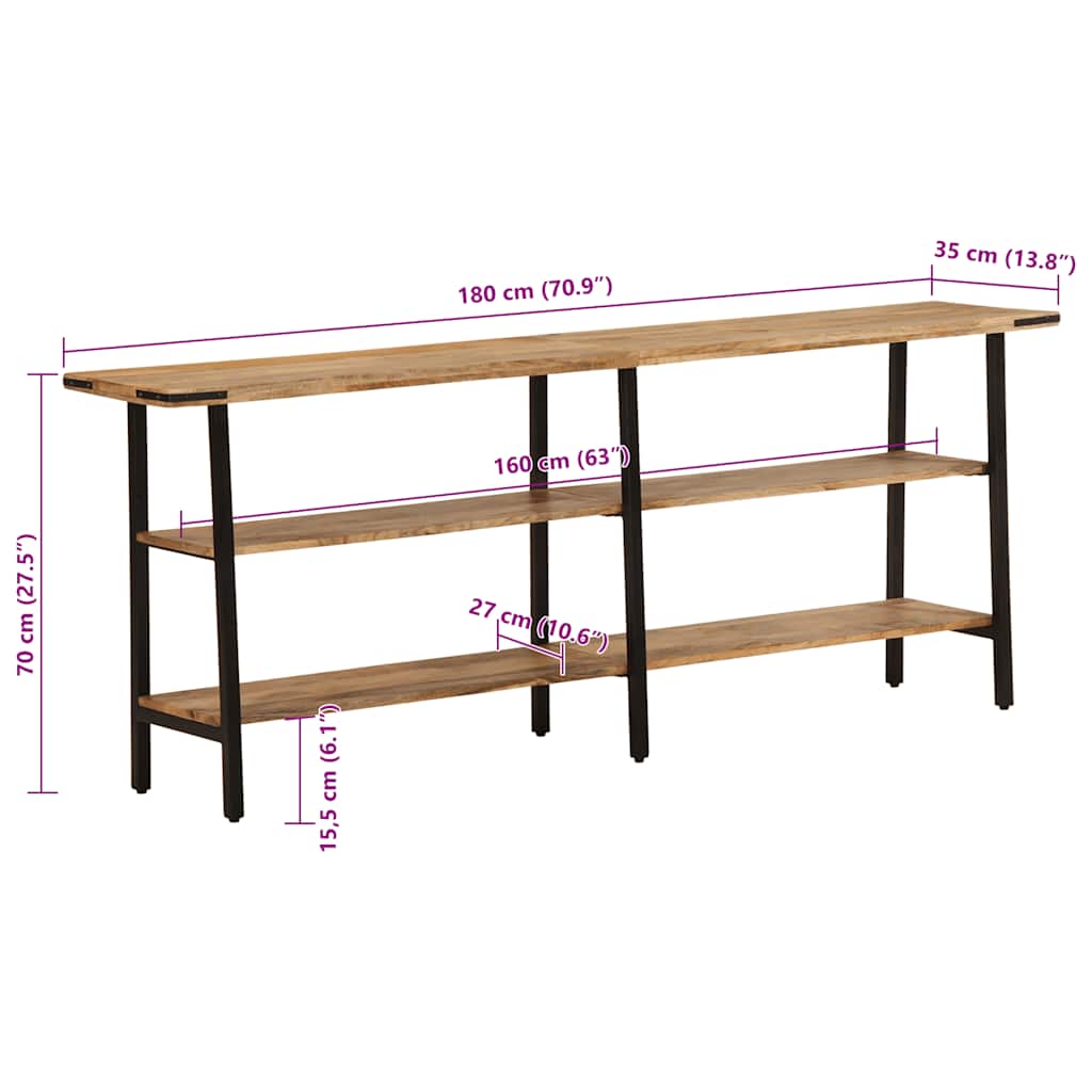 vidaXL Konsola 180x35x70 cm Drewno lite Mango