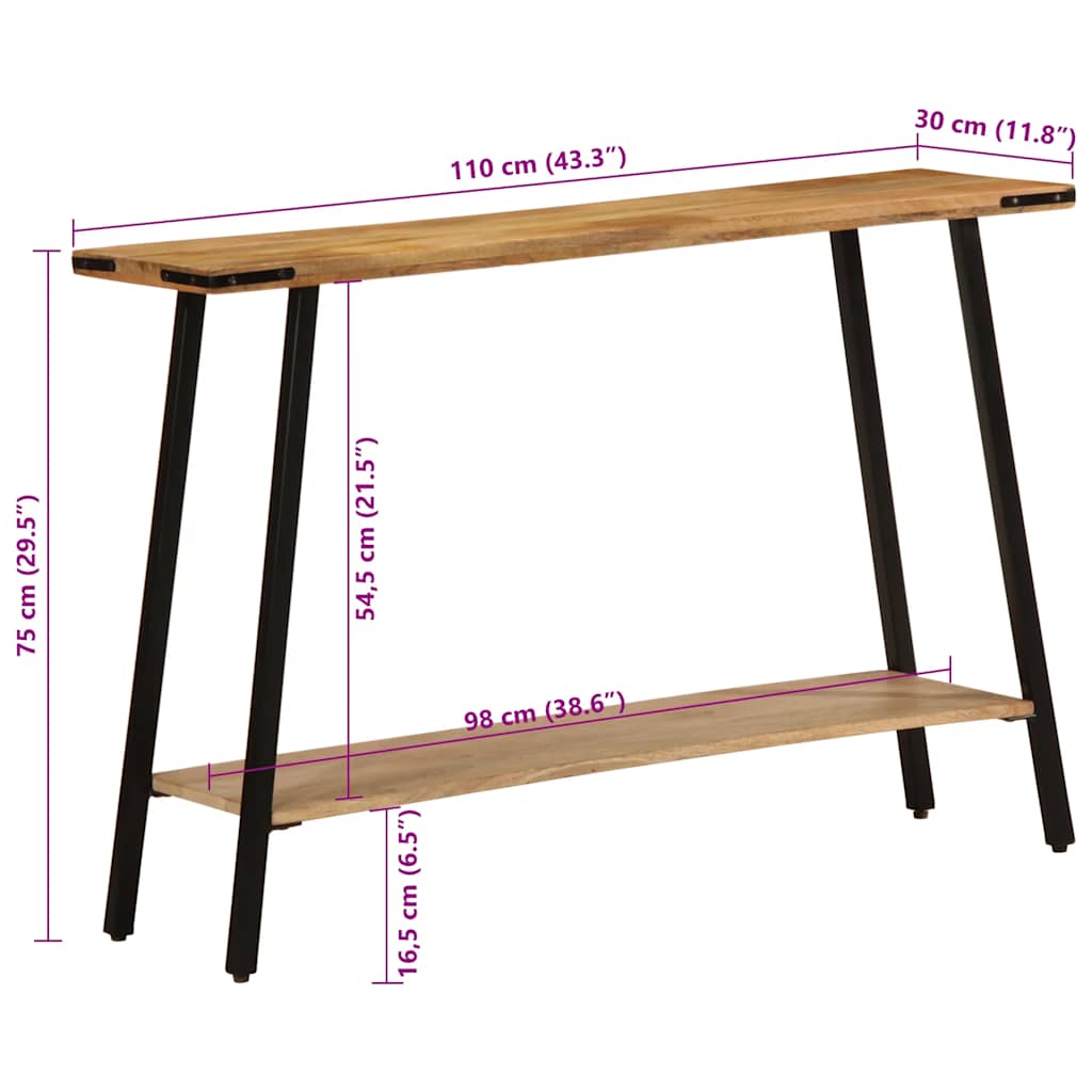 vidaXL Stolik konsolowy, 110x30x75 cm, lite drewno mango