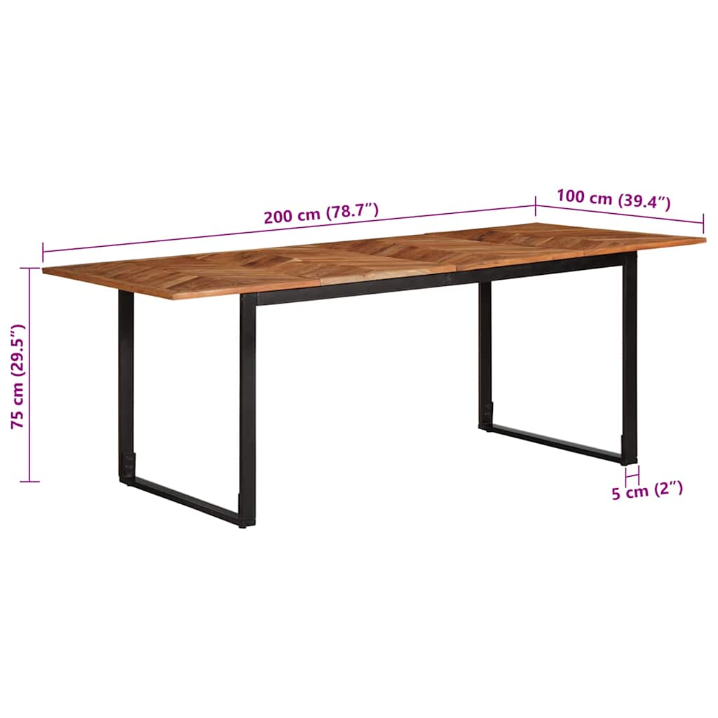 vidaXL Stół jadalny 200x100x75 cm lite drewno akacjowe
