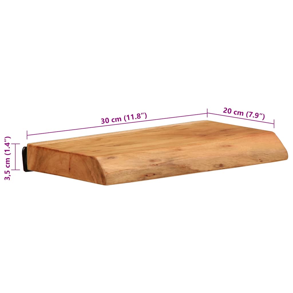 vidaXL Półki ścienne 2 szt. 30x20x3,5 cm Drewno lite Akacja