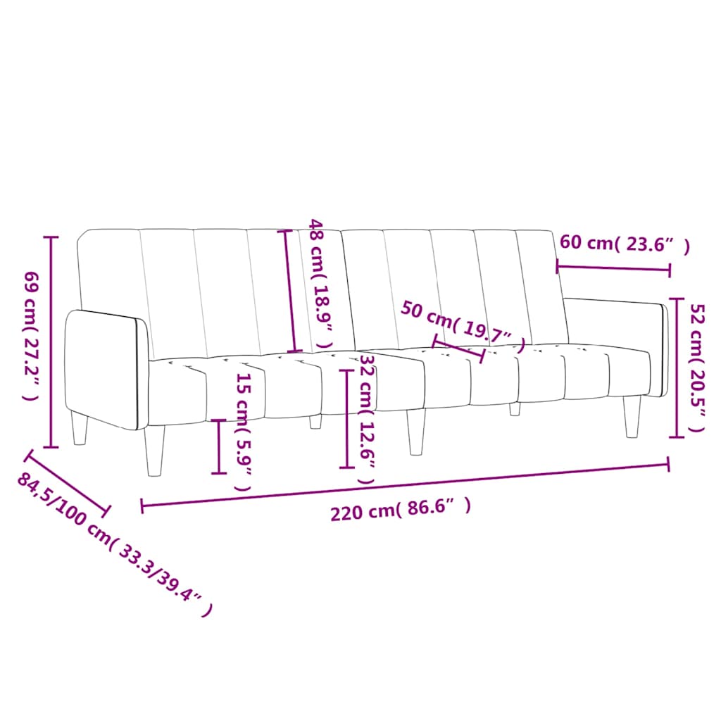 vidaXL 2-osobowa kanapa, kremowa, tapicerowana aksamitem