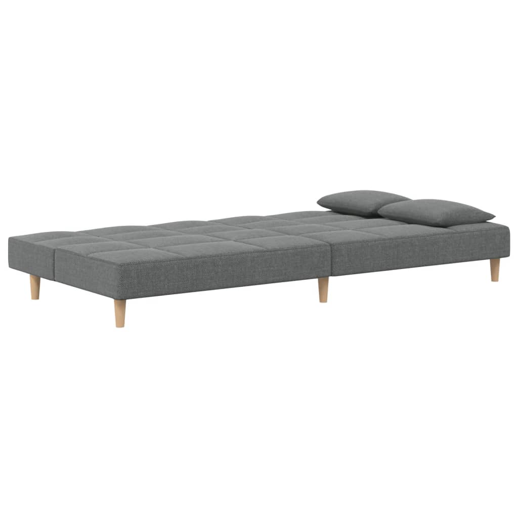 vidaXL 2-osobowa kanapa, 2 poduszki, ciemnoszara, tapicerowana tkaniną