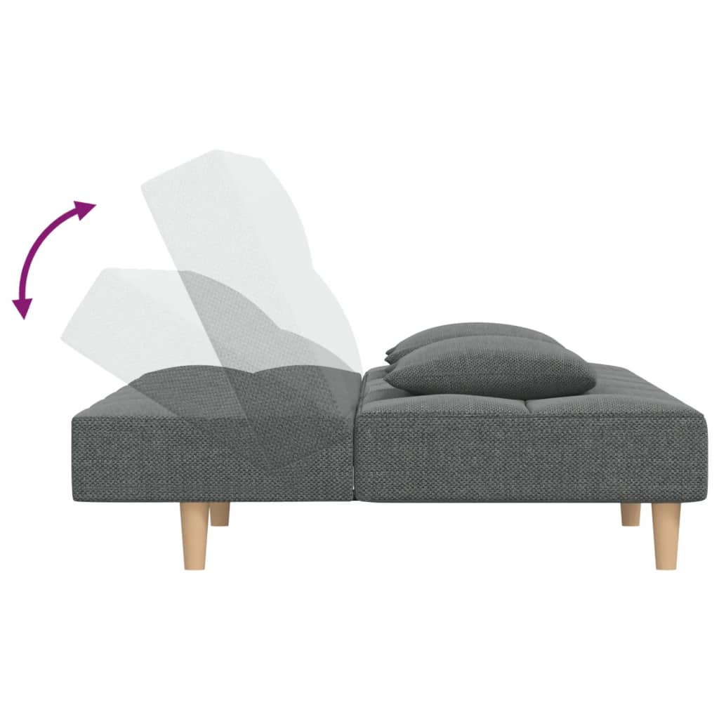 vidaXL 2-osobowa kanapa, 2 poduszki, ciemnoszara, tapicerowana tkaniną