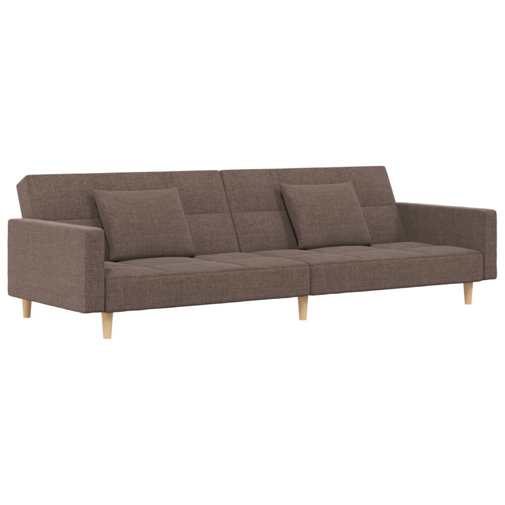 vidaXL 2-osobowa kanapa, 2 poduszki, kolor taupe, tapicerowana tkaniną