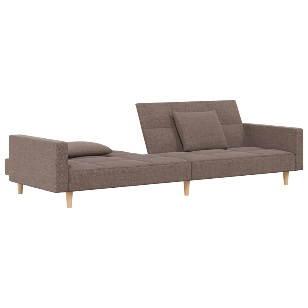 vidaXL 2-osobowa kanapa, 2 poduszki, kolor taupe, tapicerowana tkaniną