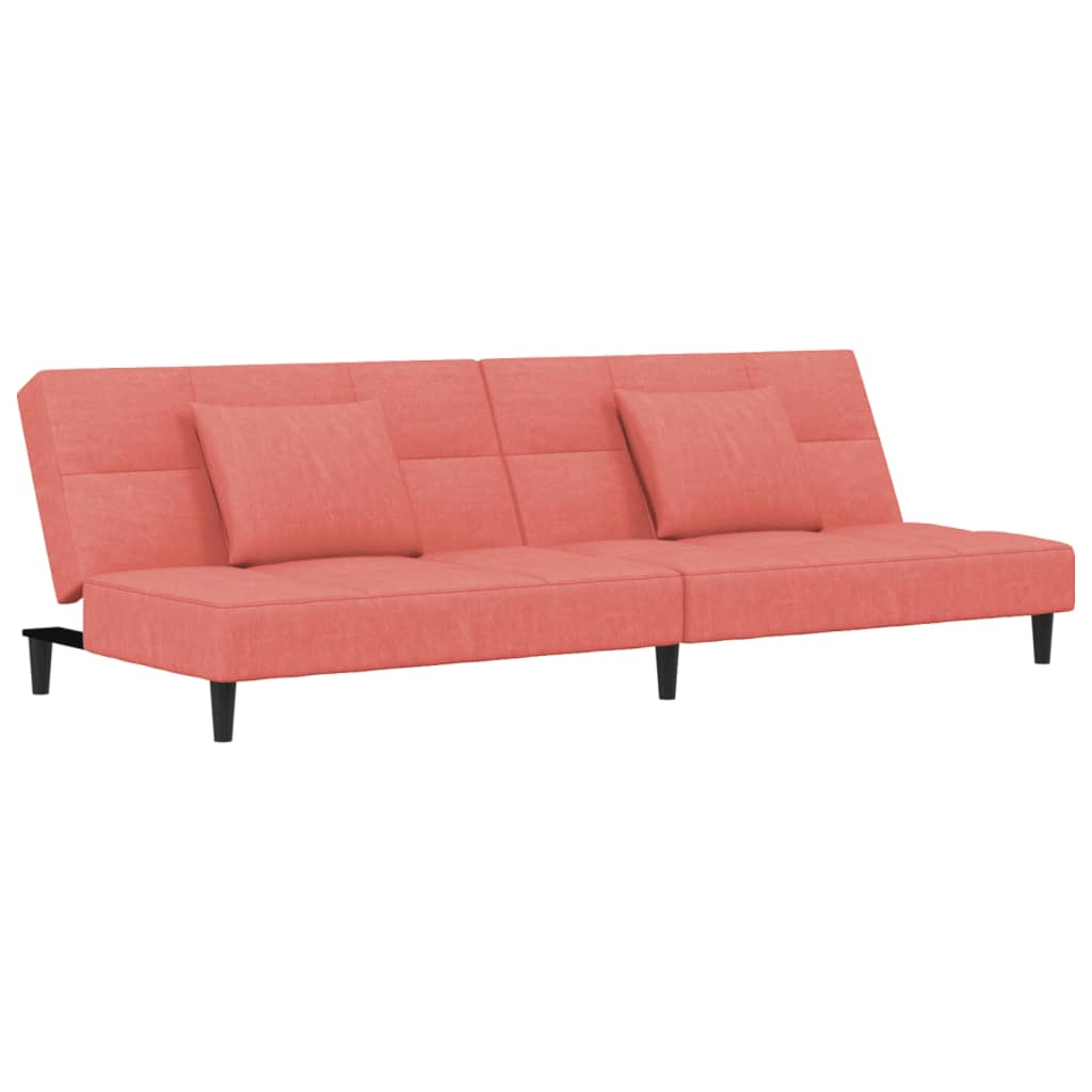 vidaXL 2-osobowa kanapa, 2 poduszki, różowa, aksamitna