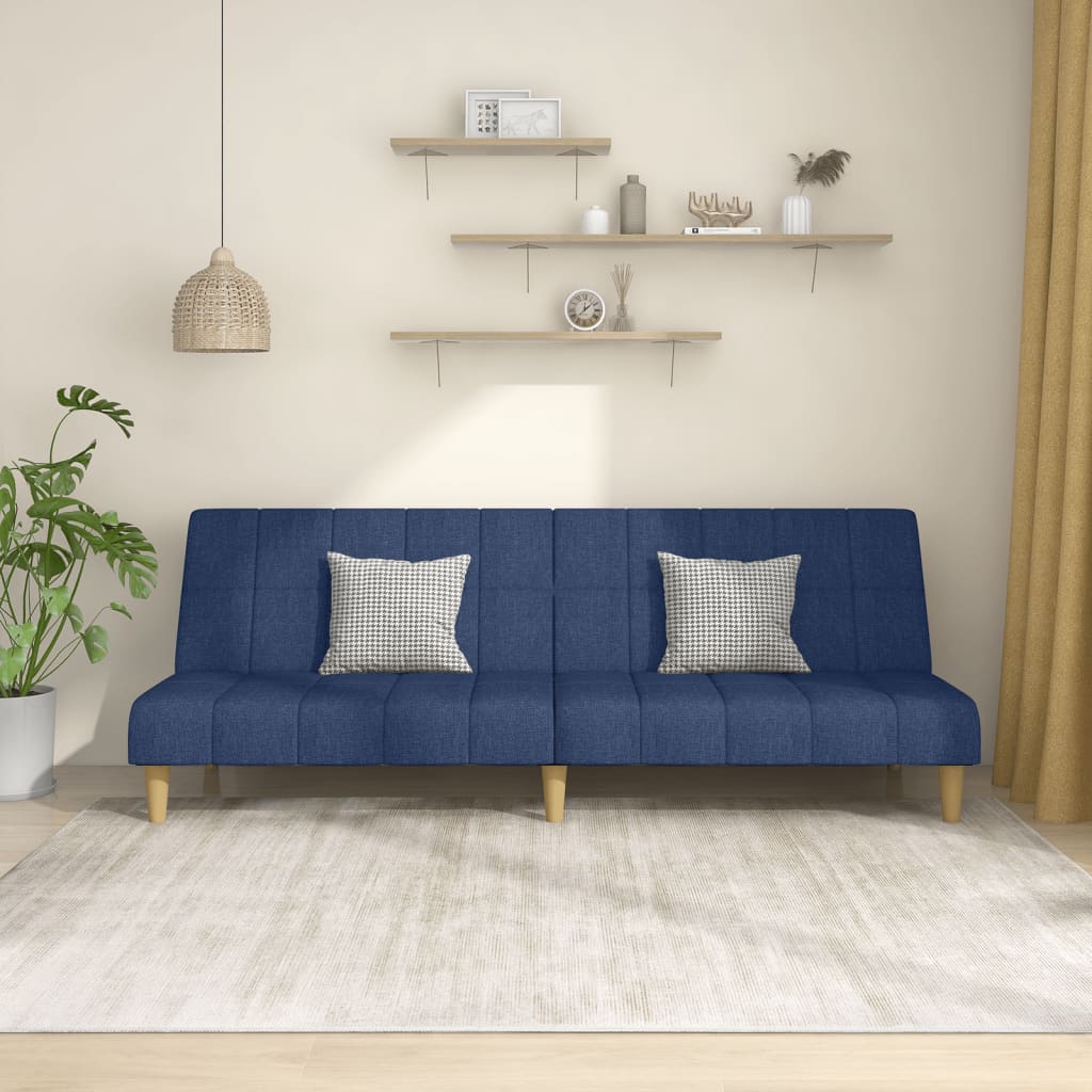 vidaXL 2-osobowa kanapa, niebieska, tapicerowana tkaniną