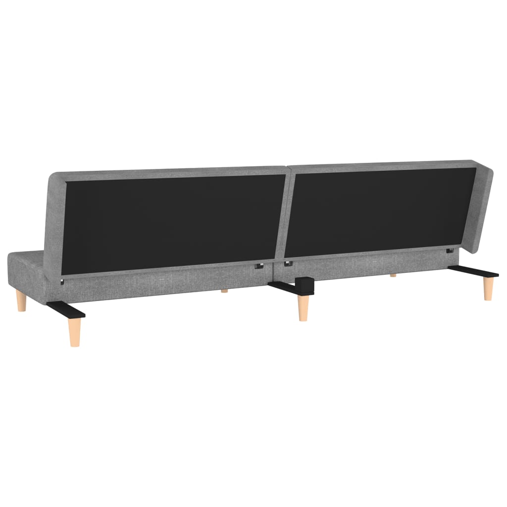 vidaXL 2-osobowa kanapa, 2 poduszki, jasnoszara, tapicerowana tkaniną