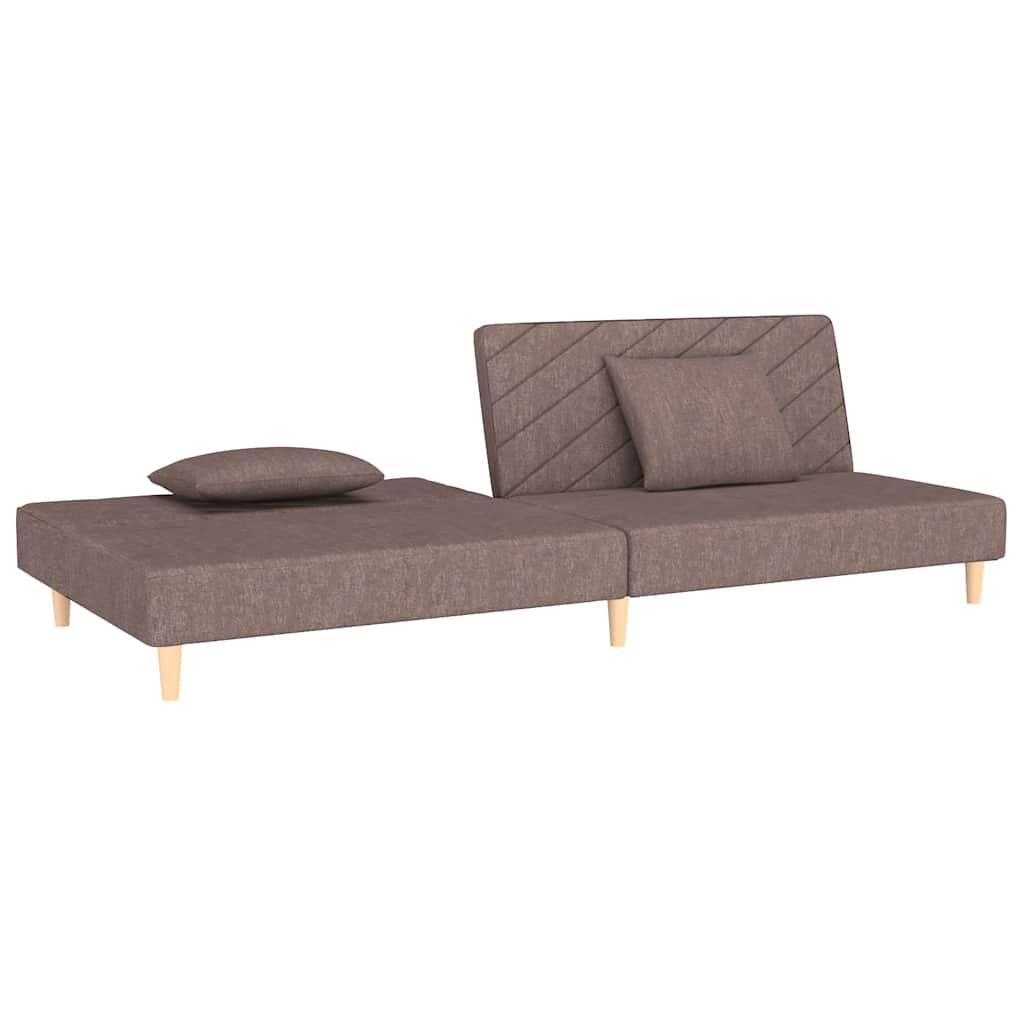 vidaXL 2-osobowa kanapa, 2 poduszki, kolor taupe, tapicerowana tkaniną