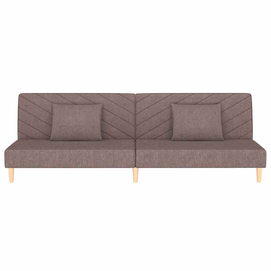 vidaXL 2-osobowa kanapa, 2 poduszki, kolor taupe, tapicerowana tkaniną