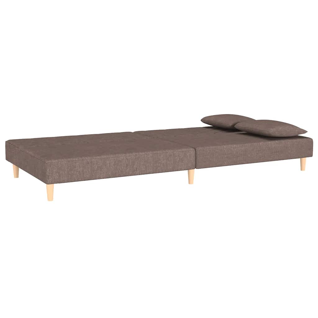 vidaXL 2-osobowa kanapa, 2 poduszki, kolor taupe, tapicerowana tkaniną
