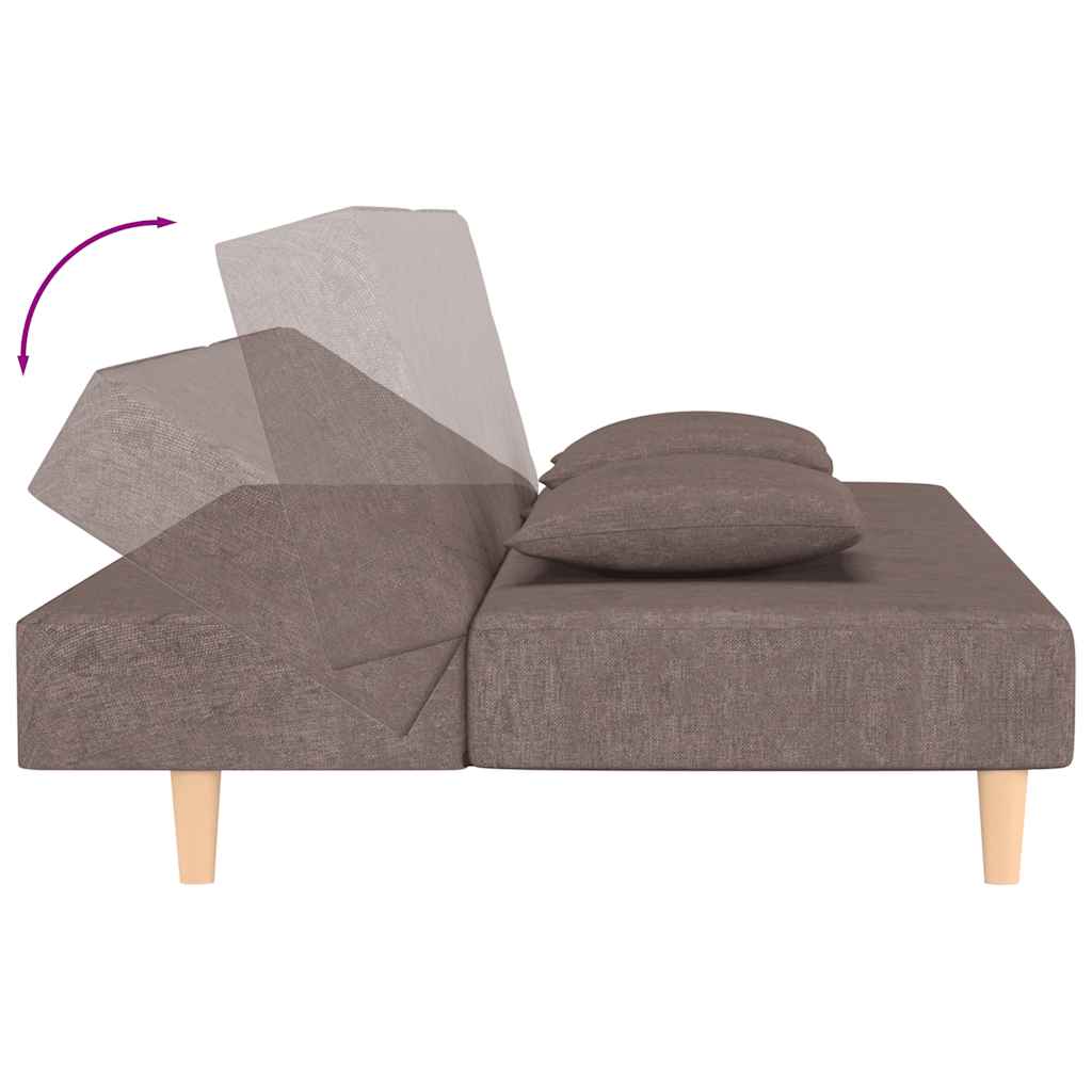vidaXL 2-osobowa kanapa, 2 poduszki, kolor taupe, tapicerowana tkaniną