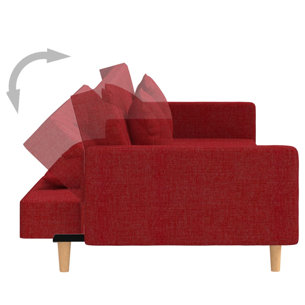 vidaXL 2-osobowa kanapa z poduszkami, czerwone wino, obita tkaniną