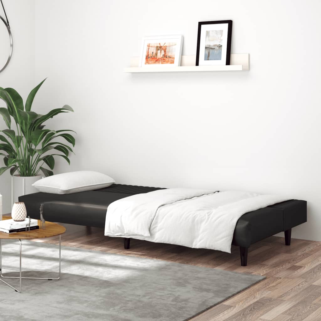 vidaXL 2-osobowa sofa, czarna, sztuczna skóra