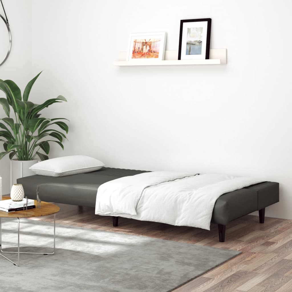 vidaXL 2-osobowa sofa, szara, sztuczna skóra
