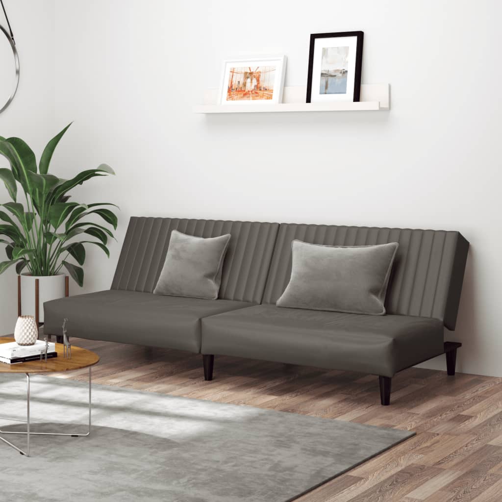 vidaXL 2-osobowa sofa, szara, sztuczna skóra