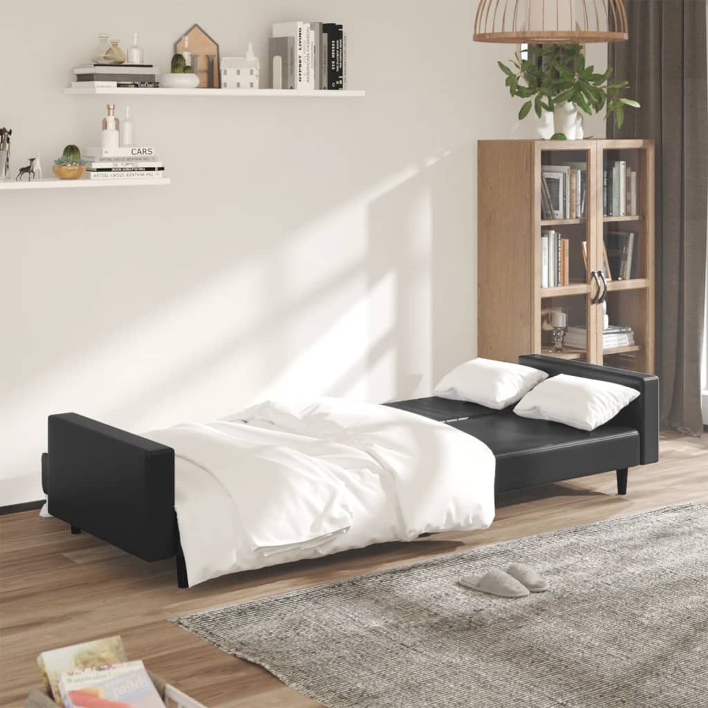 vidaXL 2-osobowa sofa, czarna, sztuczna skóra