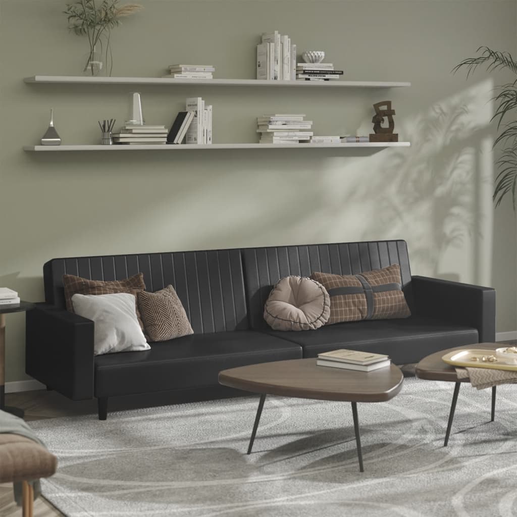 vidaXL 2-osobowa sofa, czarna, sztuczna skóra