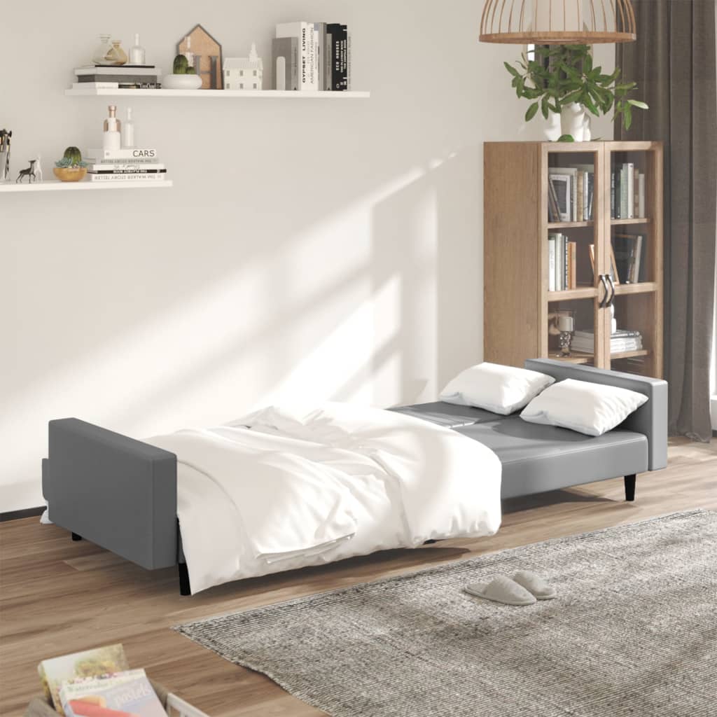 vidaXL 2-osobowa sofa, szara, sztuczna skóra