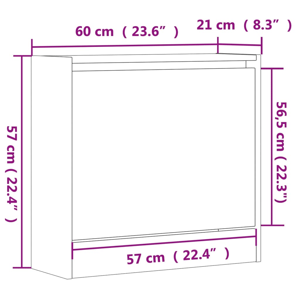 vidaXL Szafka na buty, szarość betonu, 60x21x57 cm
