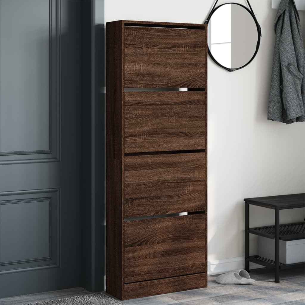 vidaXL Szafka na buty, przydymiony dąb, 60x21x163,5 cm