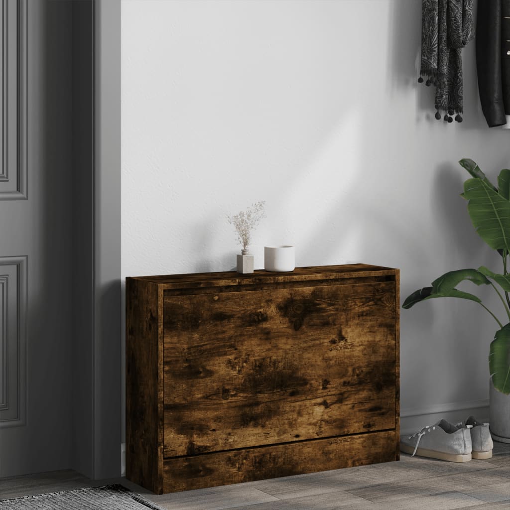 vidaXL Szafka na buty, przydymiony dąb, 80x21x57 cm