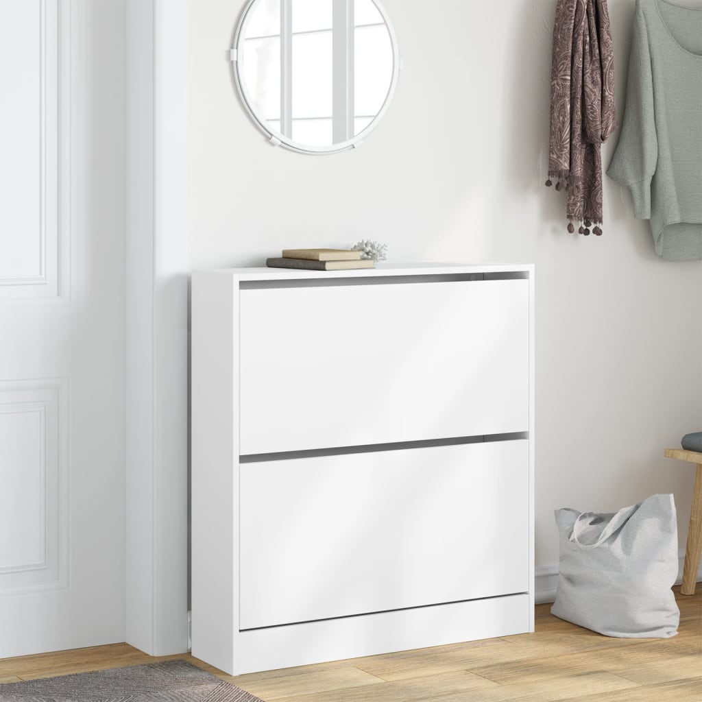 vidaXL Szafka na buty, biała, 80x21x87,5 cm, materiał drewnopochodny