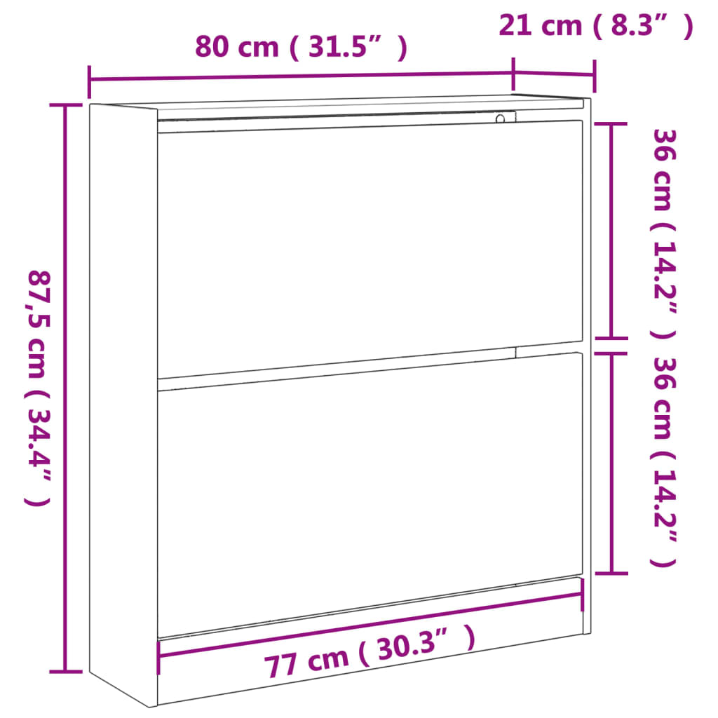 vidaXL Szafka na buty, szarość betonu, 80x21x87,5 cm
