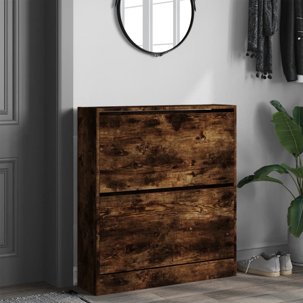 vidaXL Szafka na buty, przydymiony dąb, 80x21x87,5 cm