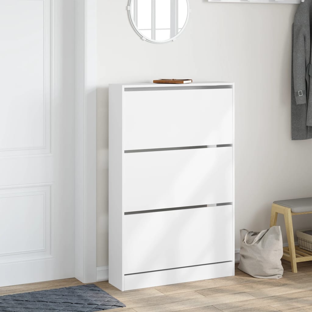 vidaXL Szafka na buty, biała, 80x21x125,5 cm, materiał drewnopochodny