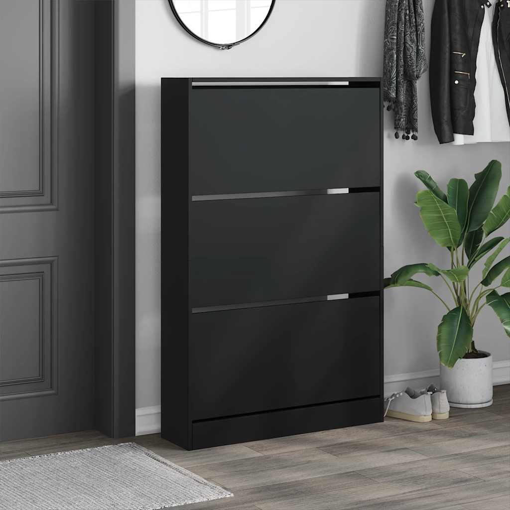 vidaXL Szafka na buty, czarna, 80x21x125,5 cm, materiał drewnopochodny