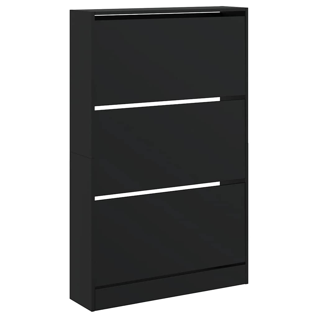 vidaXL Szafka na buty, czarna, 80x21x125,5 cm, materiał drewnopochodny
