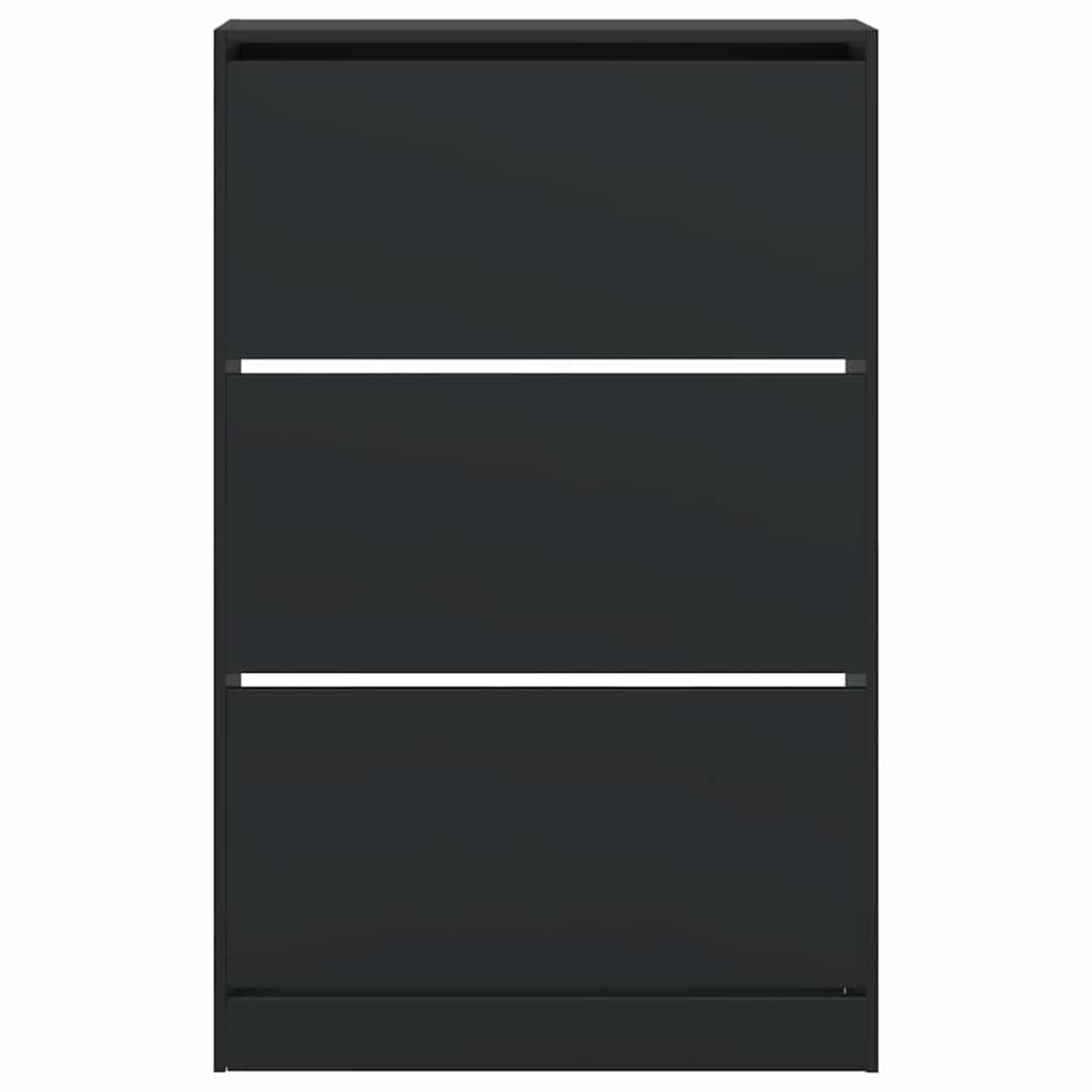 vidaXL Szafka na buty, czarna, 80x21x125,5 cm, materiał drewnopochodny